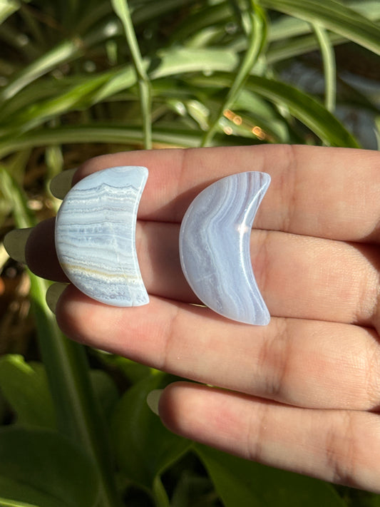 Blue Lace Agate Moon Carvings