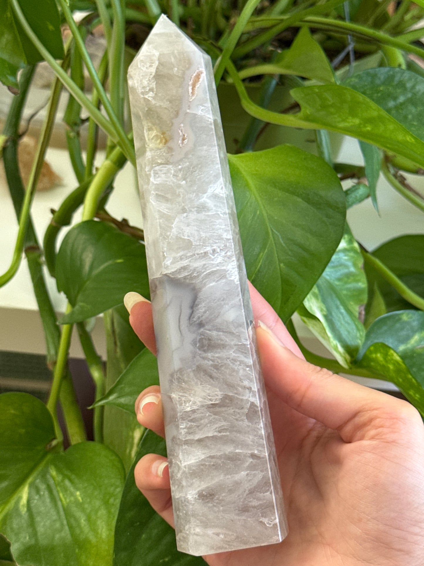 Prasiolite & Blue Agate Tower