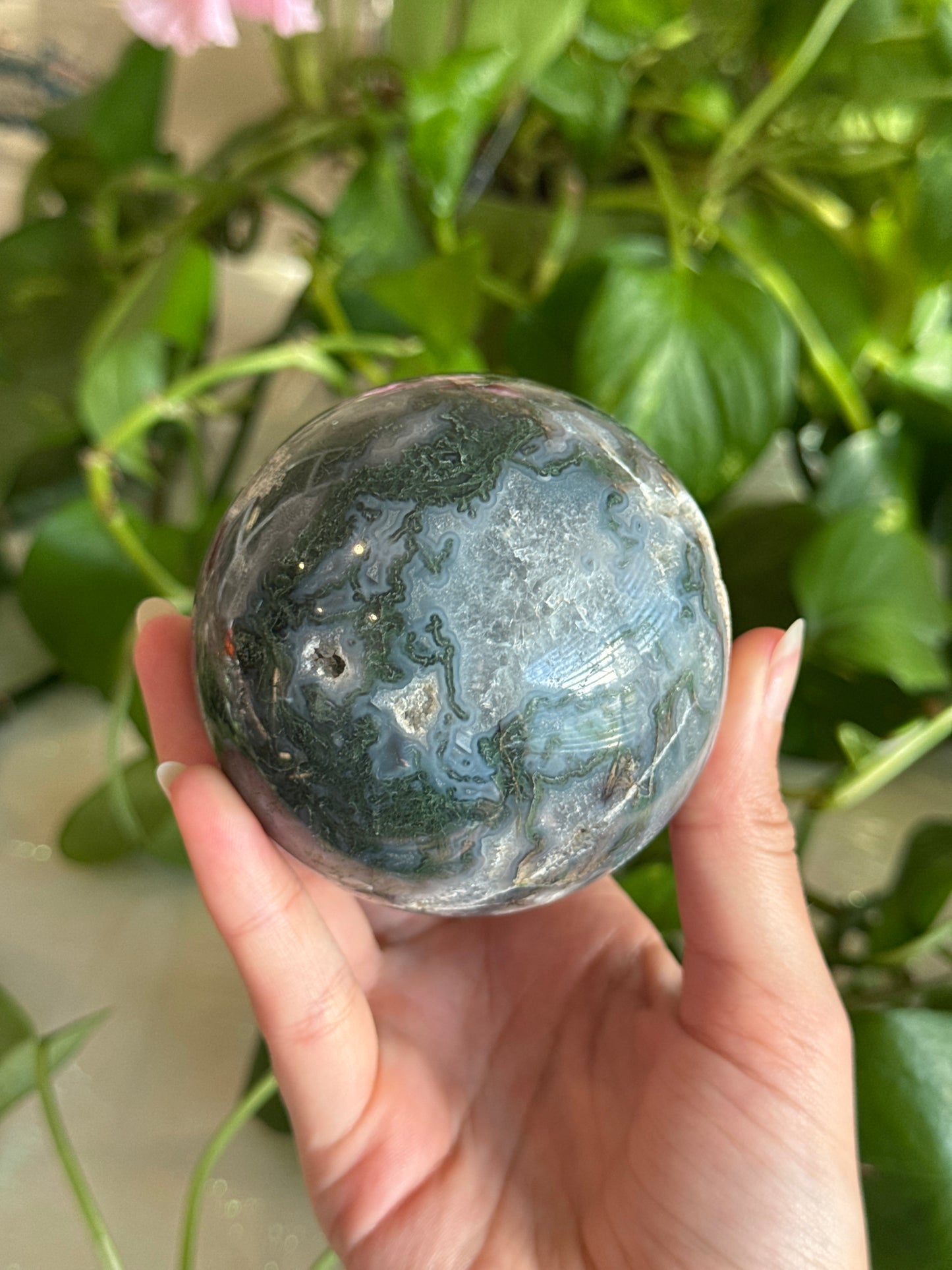 Druzy Moss Agate Sphere