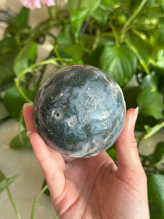 Druzy Moss Agate Sphere