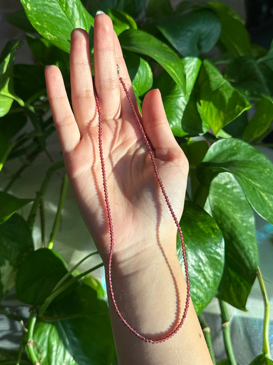 Garnet Dainty Faceted Beaded Necklace