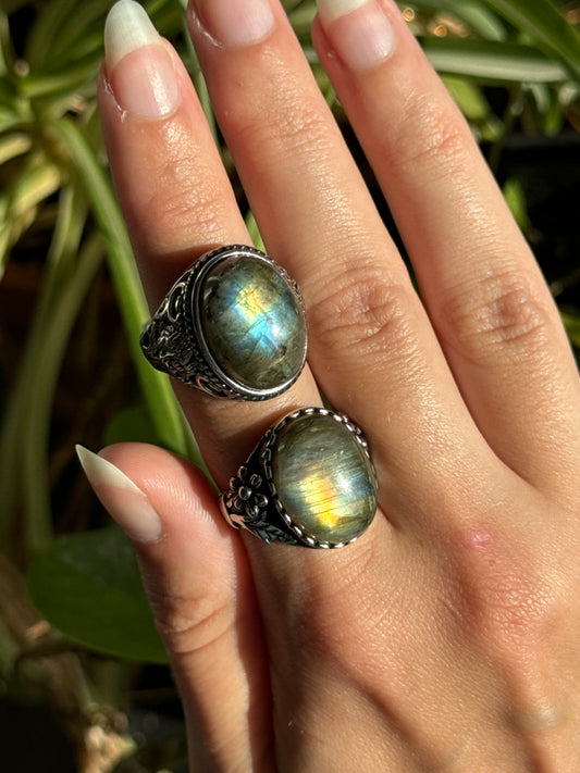 Sunset Labradorite Adjustable Ring | You Pick