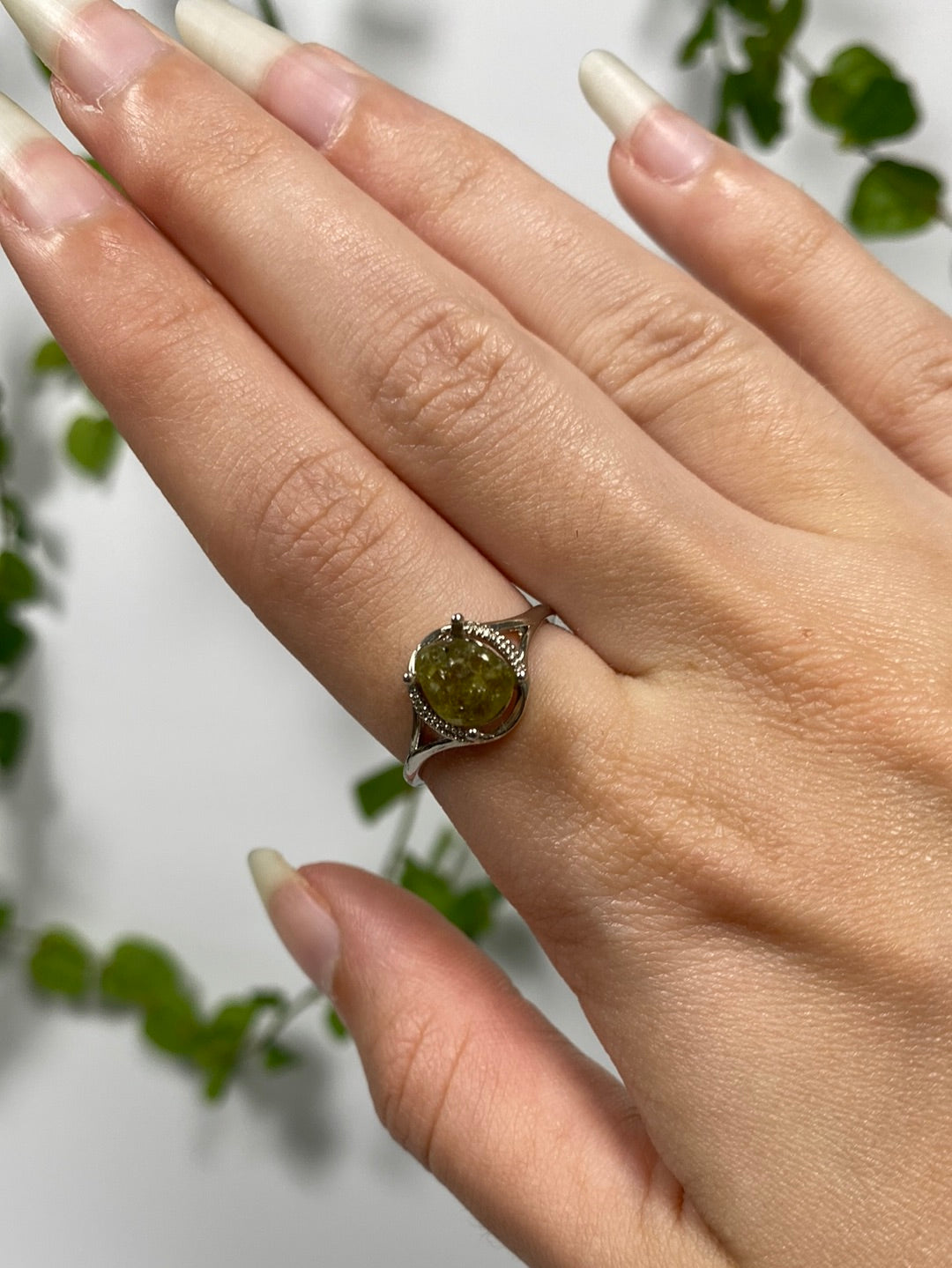 Green Tourmaline Adjustable Ring