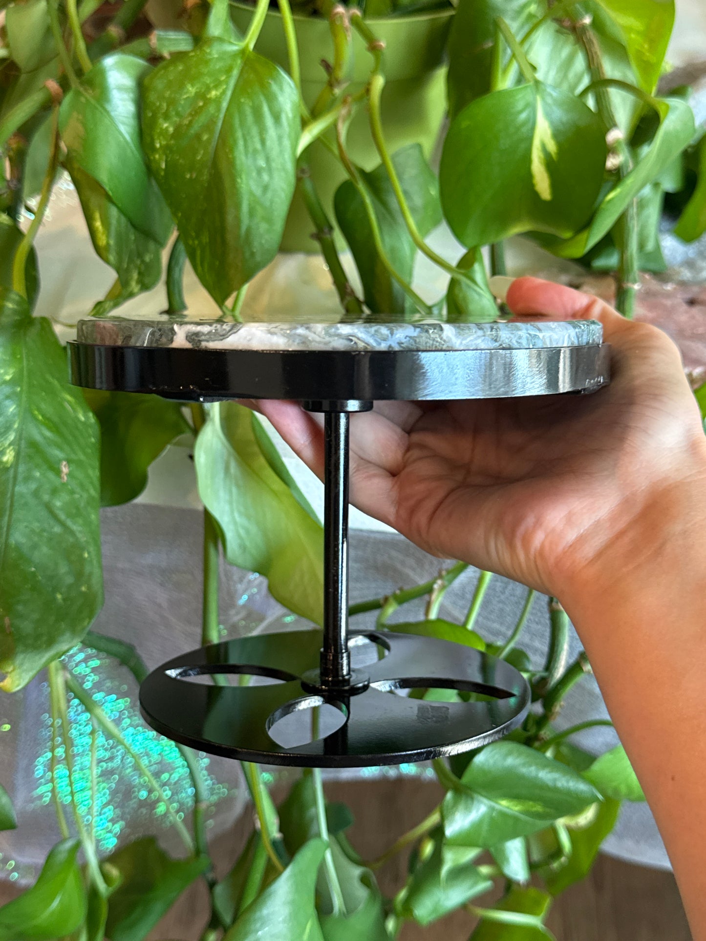 Spinning Moss Agate Display Stand *see vid for movement*