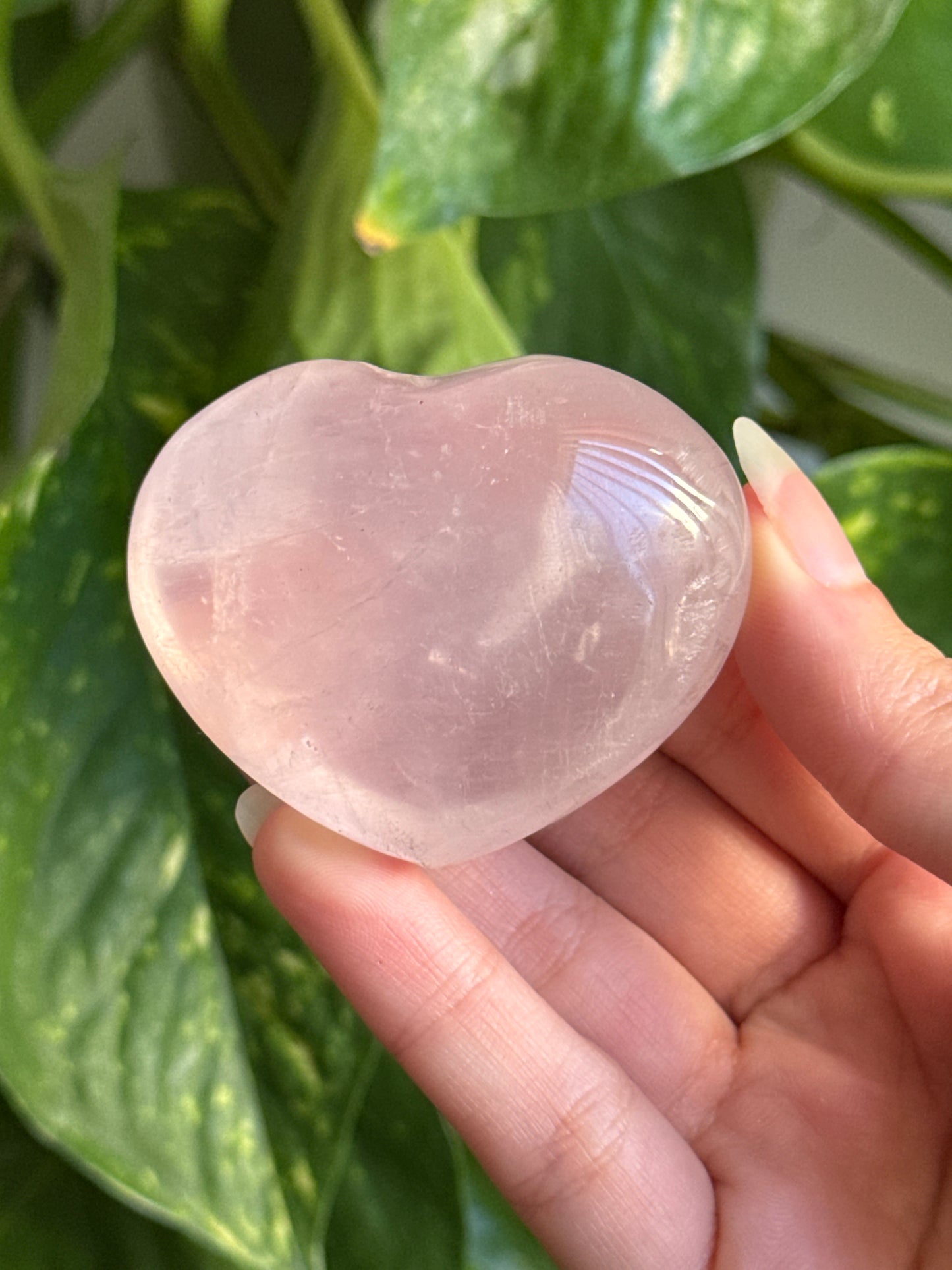 Clear Chubby Rose Quartz Heart