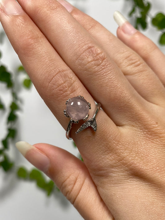 Rose Quartz Mermaid Adjustable Ring