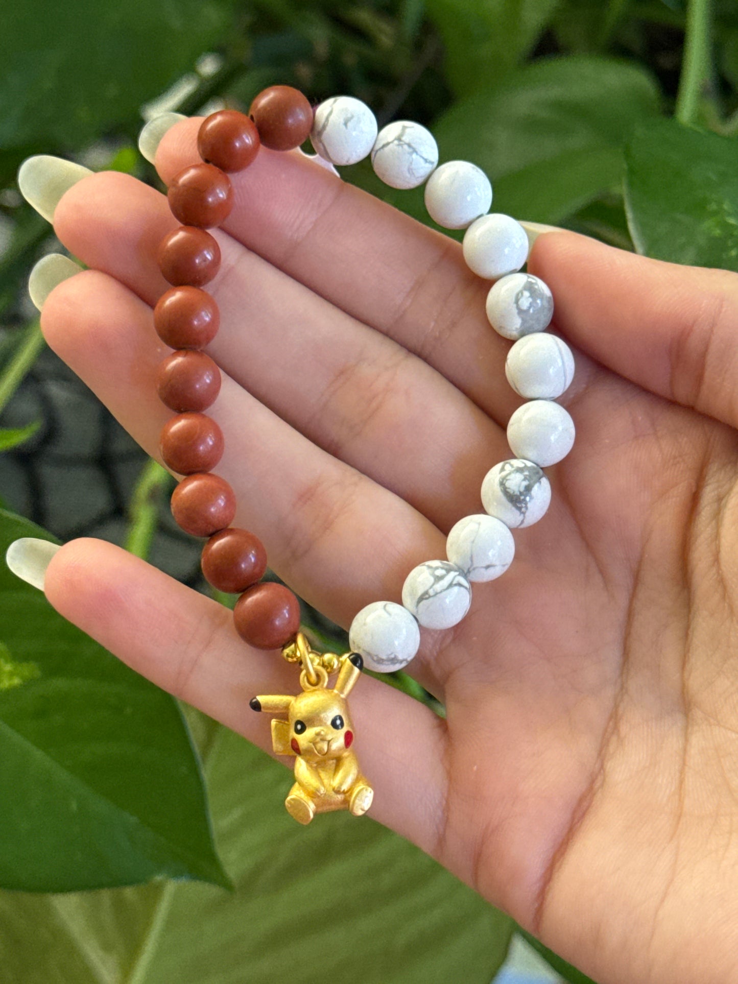 Pikachu Red Jasper & Howlite Bracelet