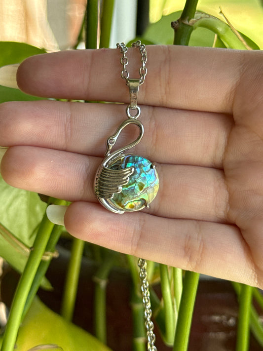 Abalone Shell Swan Necklace