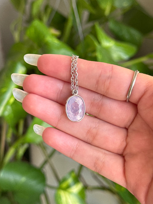 Faceted Lavender Moon Quartz 925 Sterling Silver Necklace