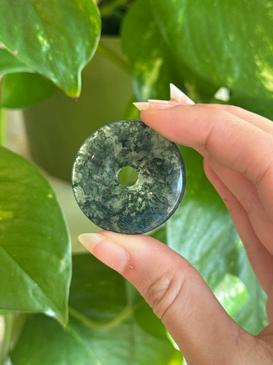 Clear Moody Moss Agate Large Disk