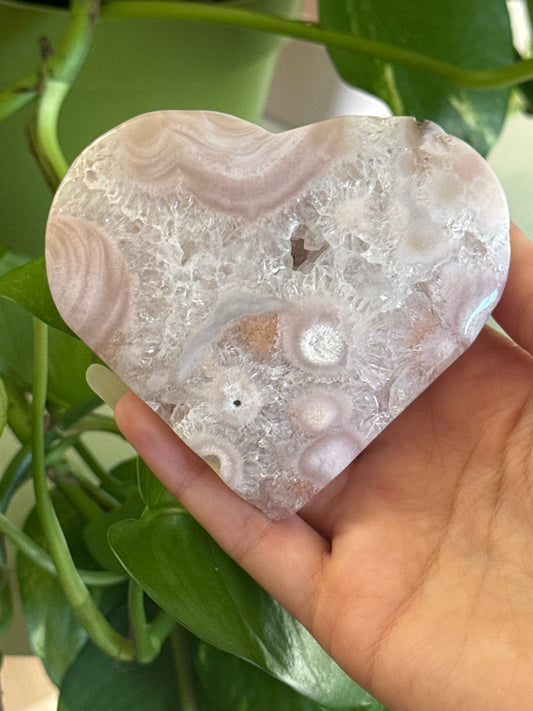 Pastel Pink Amethyst & Quartz Druzy Heart