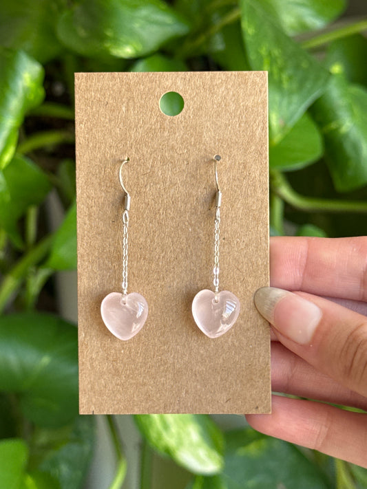 Gemmy Rose Quartz Heart Earrings