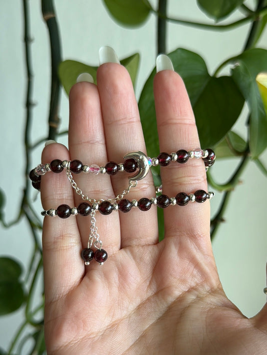 2 Piece Set Garnet Bracelet