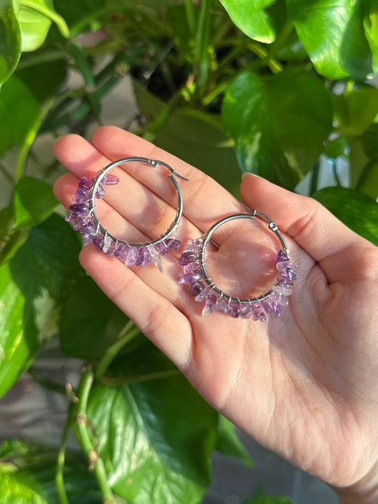 Amethyst Hoop Earrings