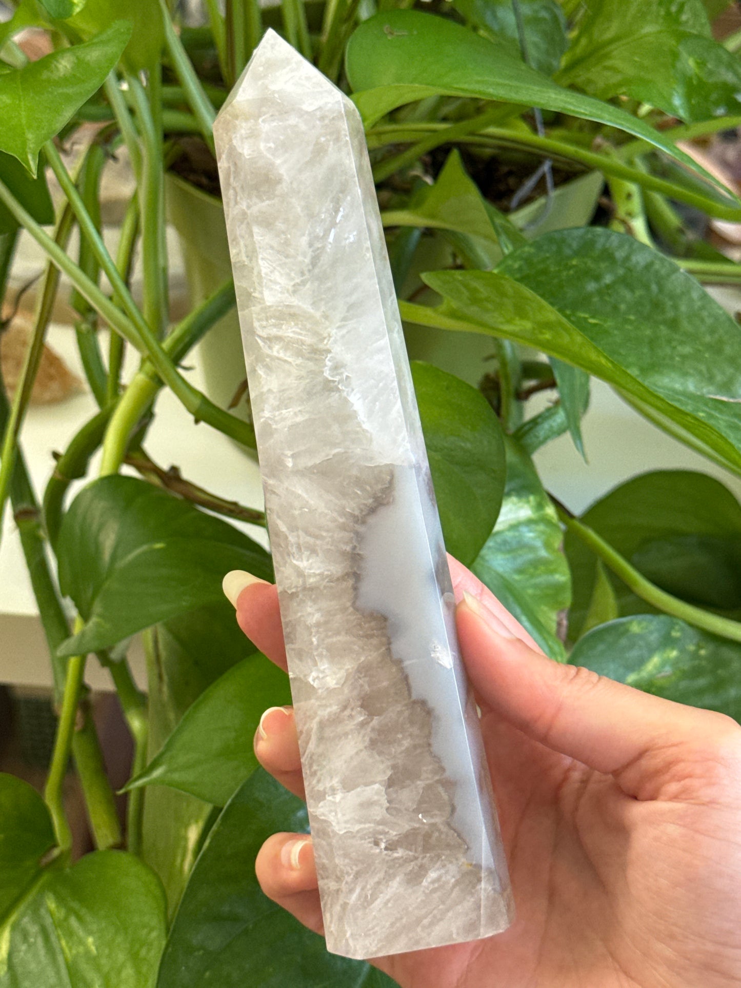 Prasiolite & Blue Agate Tower