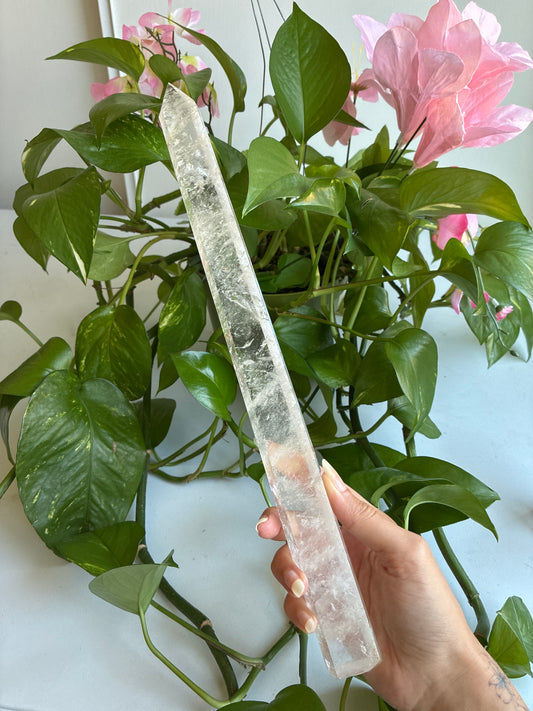XL 14.5” Clear Quartz Tower with Enhydro Bubble