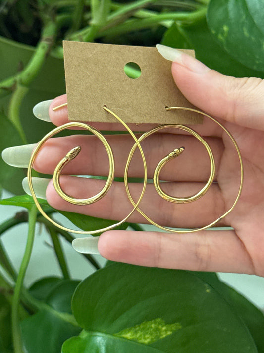 Snake Gold Spiral Hoop Earrings