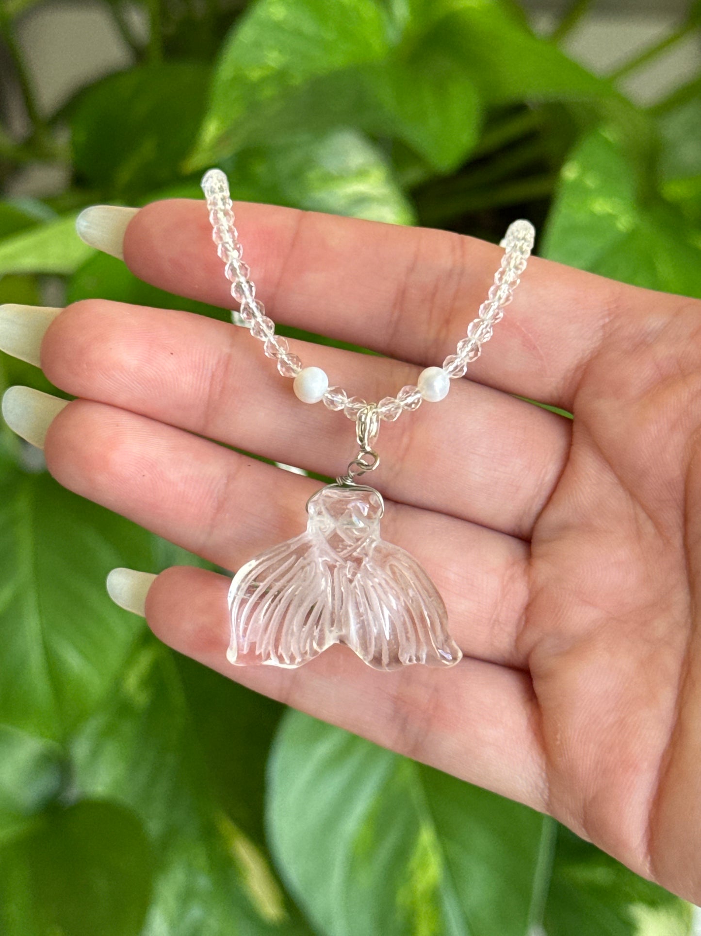 Clear Quartz Mermaid Beaded Necklace