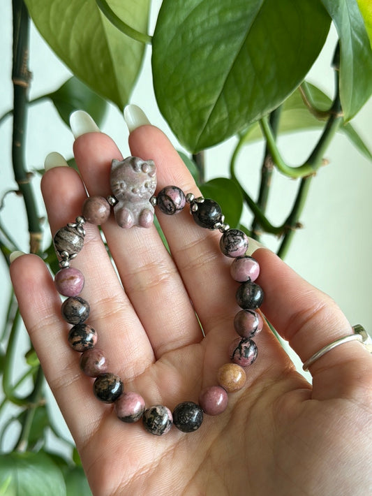 Rhodonite Hello Kitty Bracelet