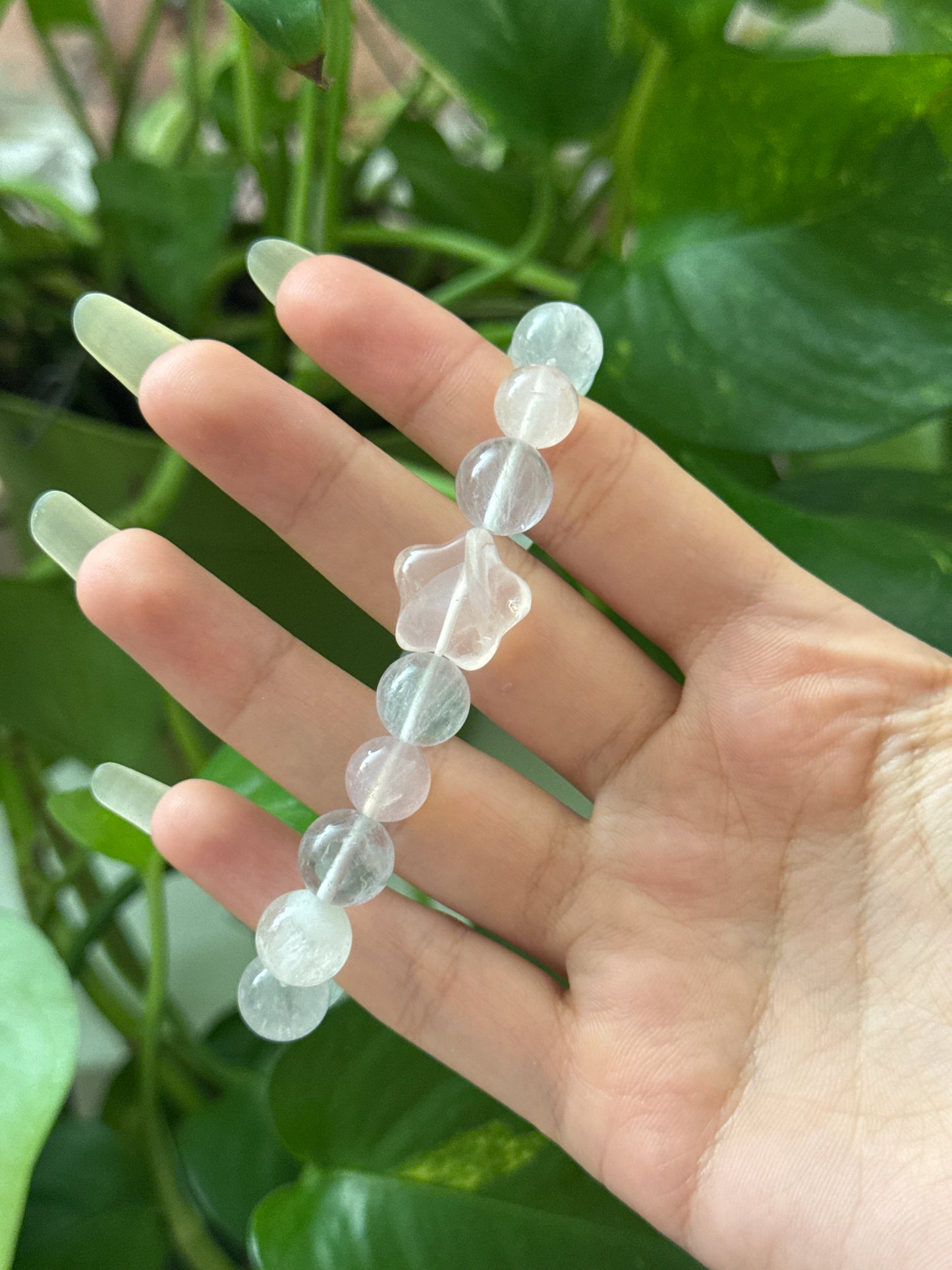 Star Flash Rose Quartz & Calcite Chunky Star Bracelet