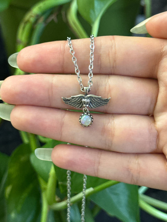 Ethiopian Opal Wing 925 Sterling Silver Necklace