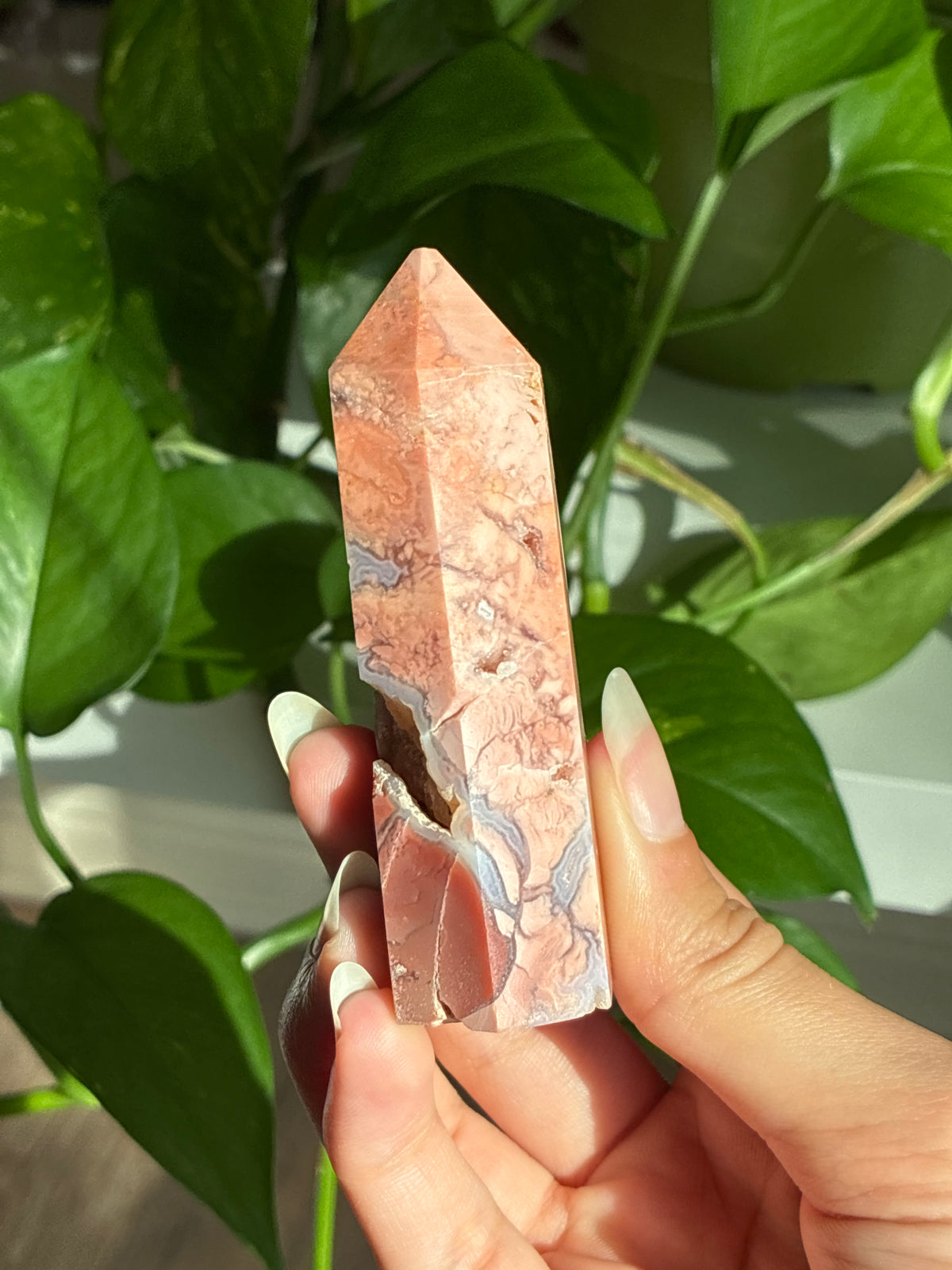 Cotton Candy Agate Tower with Druzy Tip C