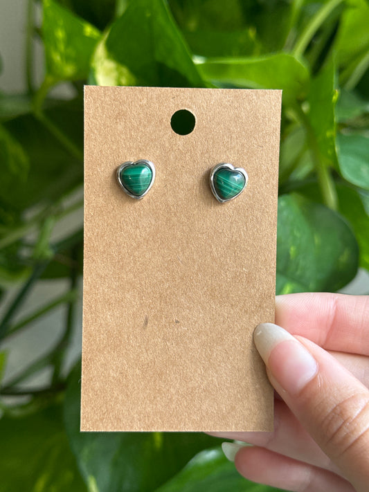 Malachite Heart Earrings