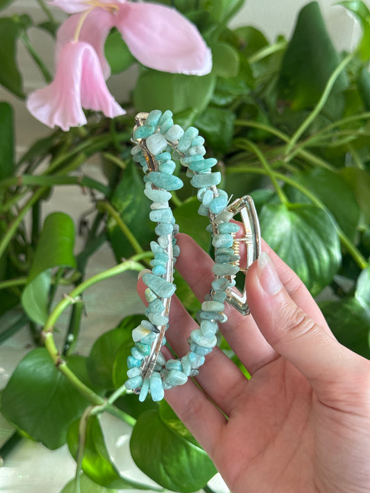Amazonite Large Silver Hair Clip
