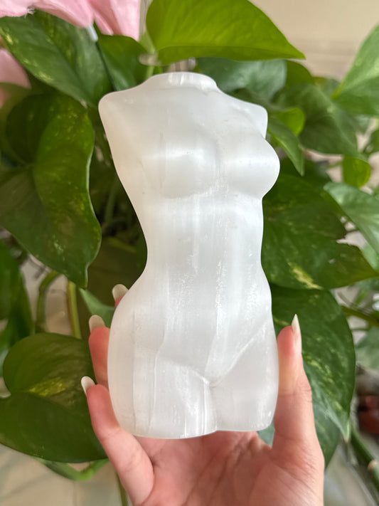 Silky Statement Selenite Satin Spar Goddess Body