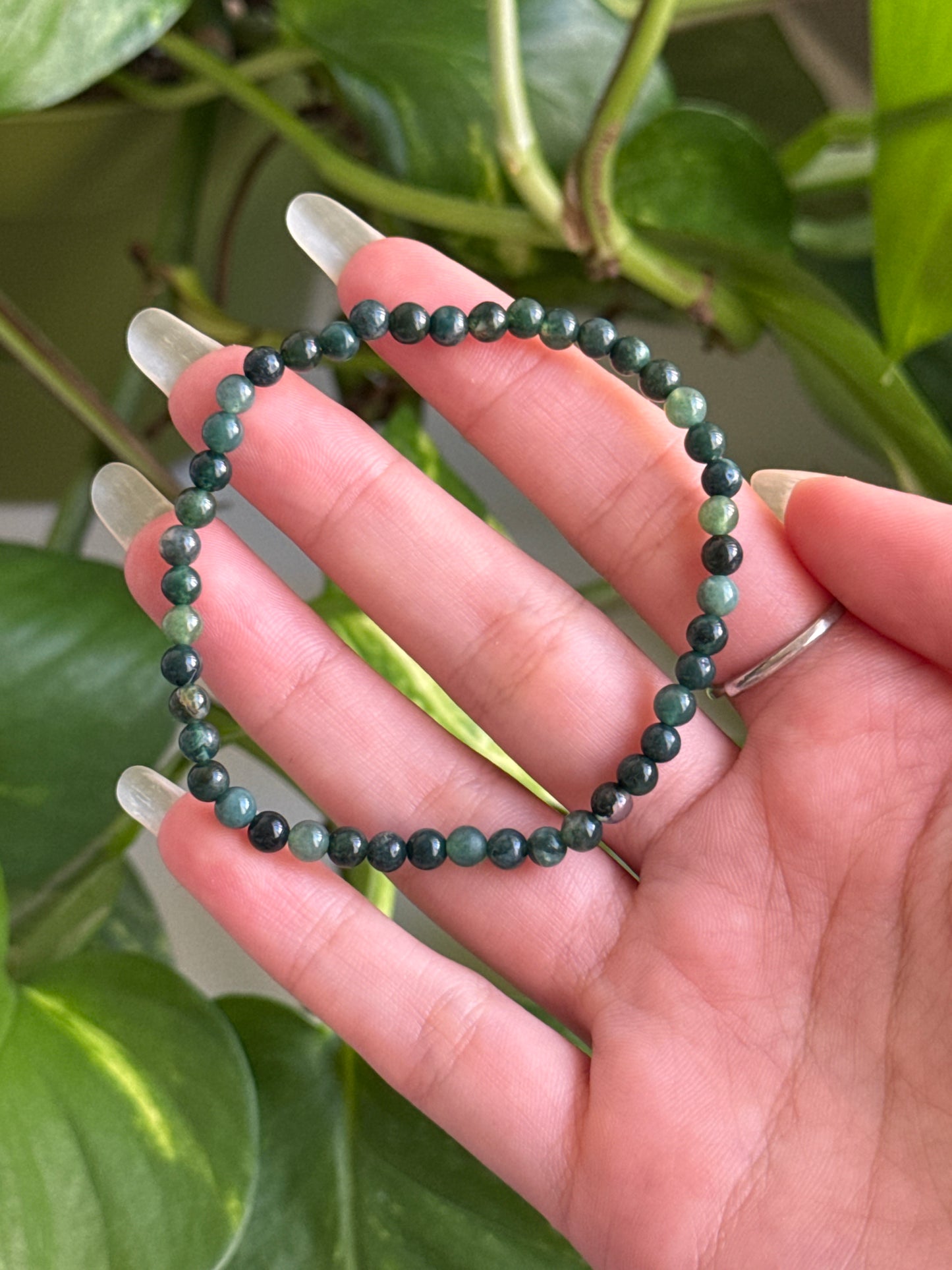 Moss Agate Dainty Bracelet