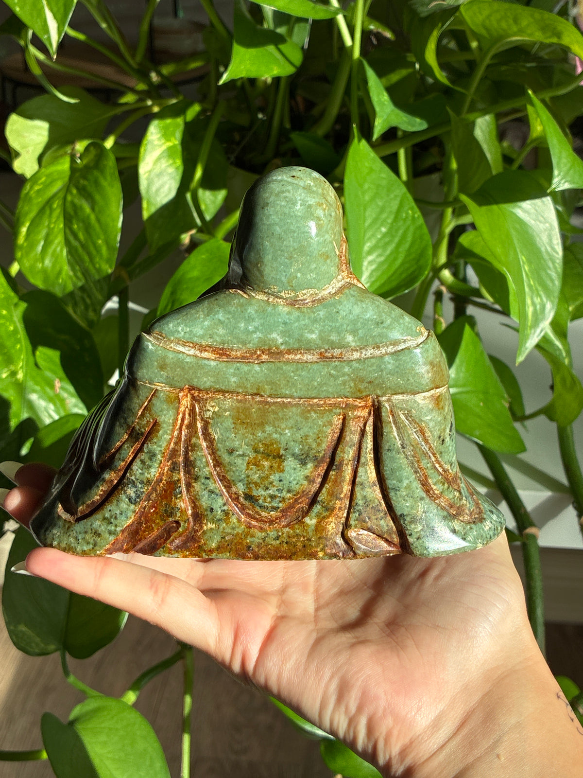 Large Antique Jade Hand Carved Meditating Buddha
