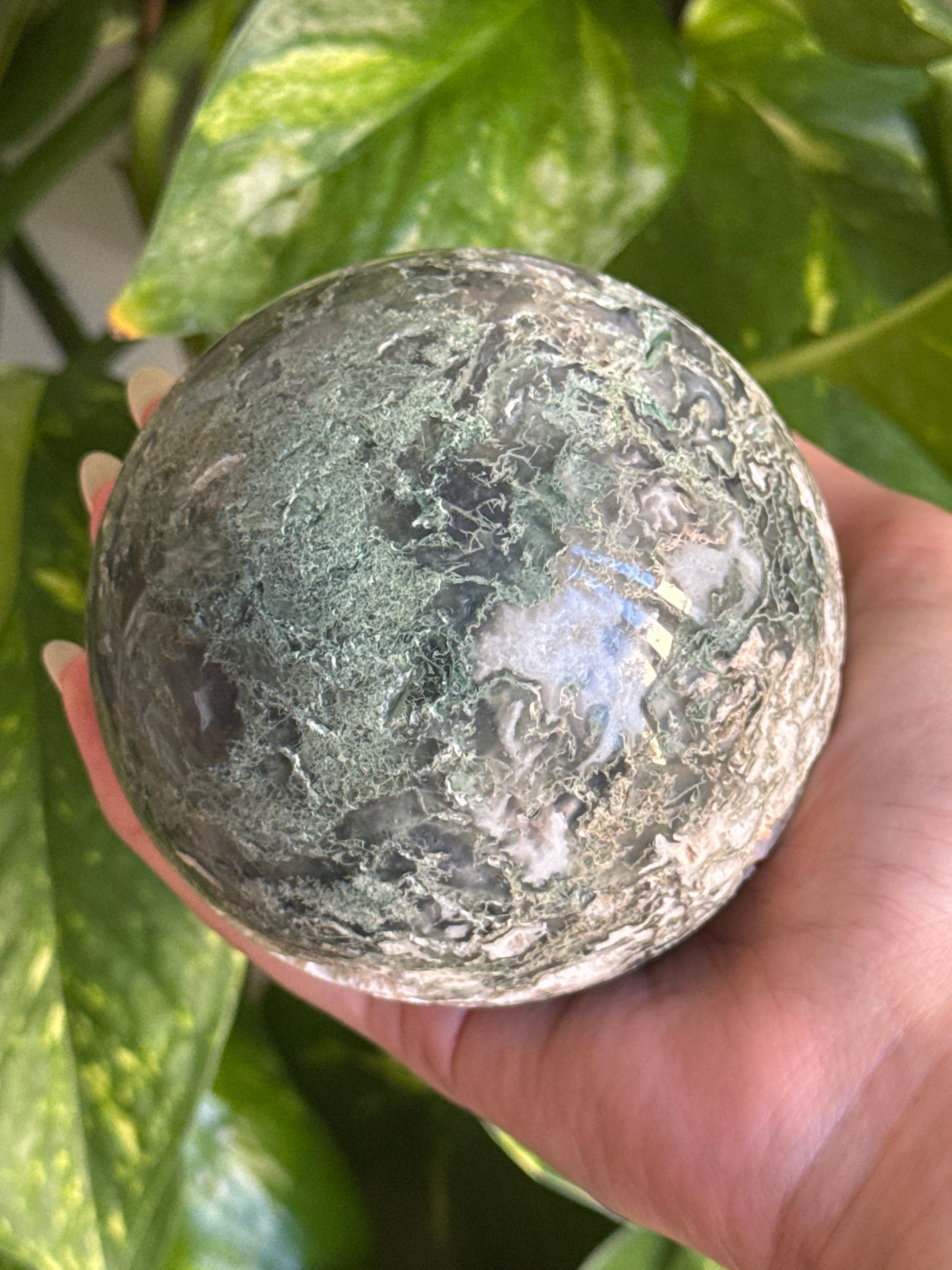 Large Moss Agate Sphere 85mm