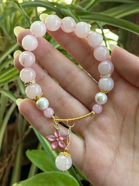 Rose Quartz & Pearl Sakura Bracelet