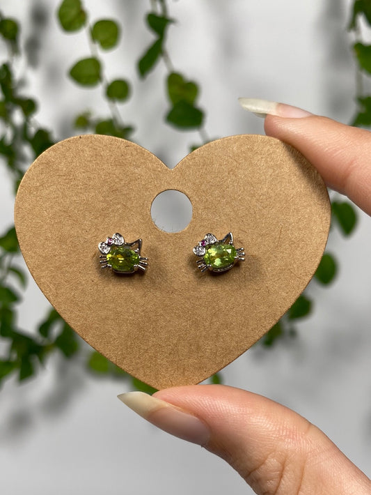 Peridot Hello Kitty Earrings