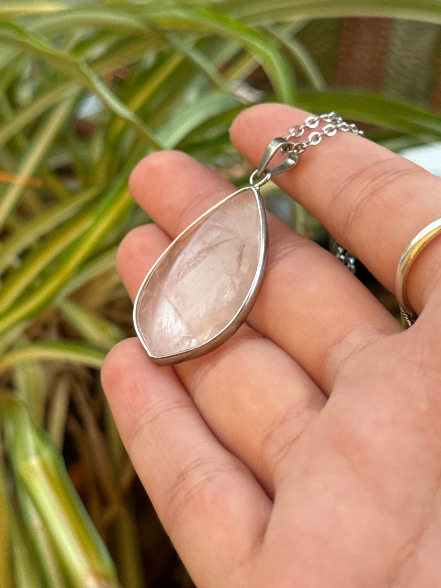 Clear Rose Quartz Faceted Necklace