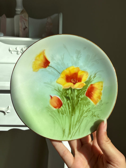 Golden Orange Flower Plate