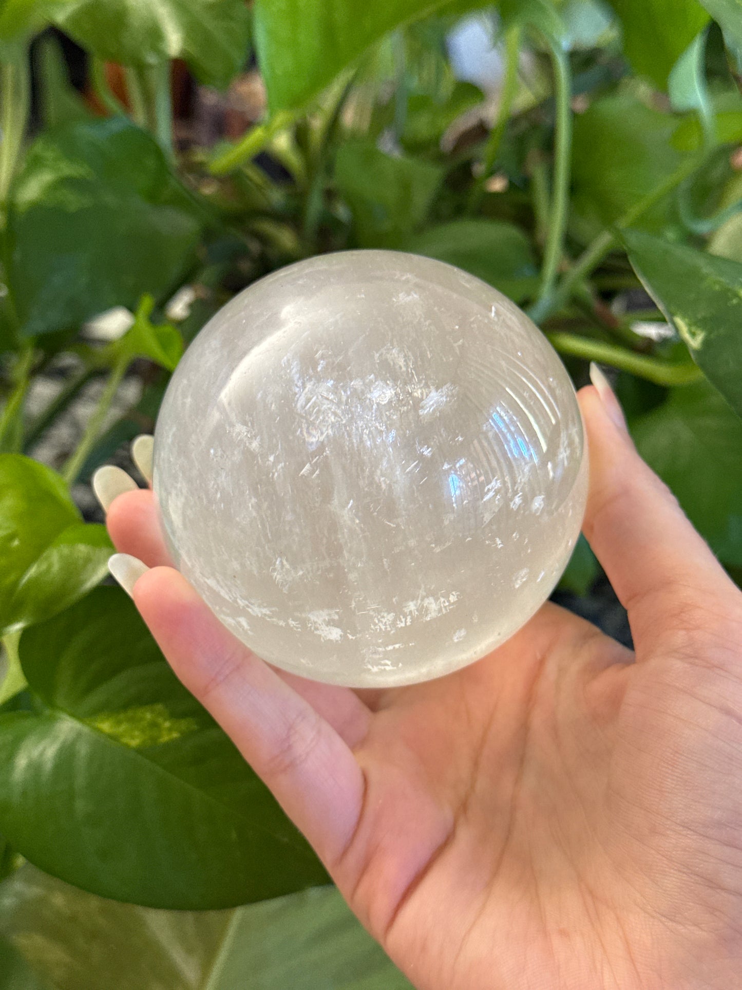 Large Optical Calcite Sphere 76mm *see vid for rainbows*