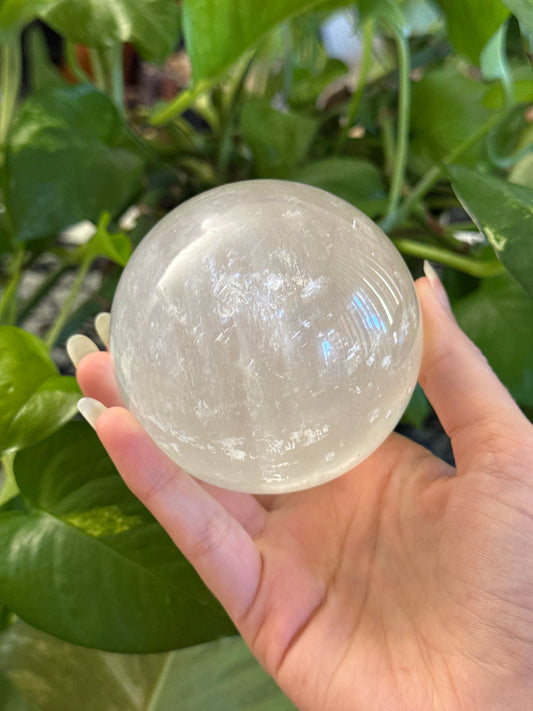 Large Optical Calcite Sphere 76mm *see vid for rainbows*