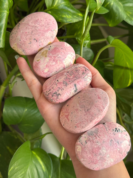 Bubblegum Rhodonite Palmstone | You Pick