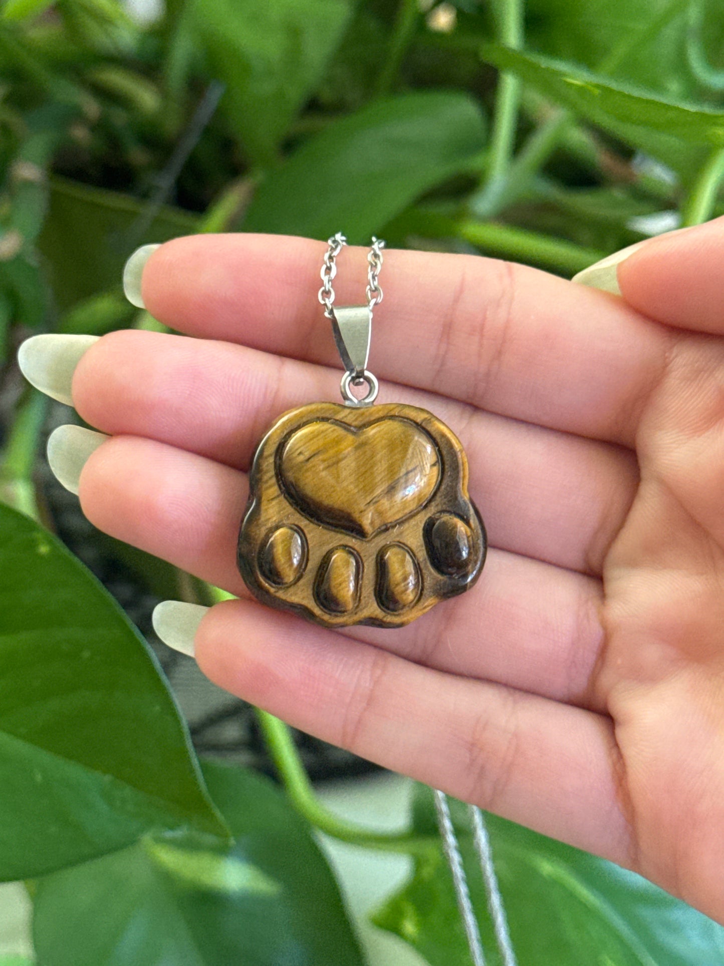Tigers Eye Paw Necklace