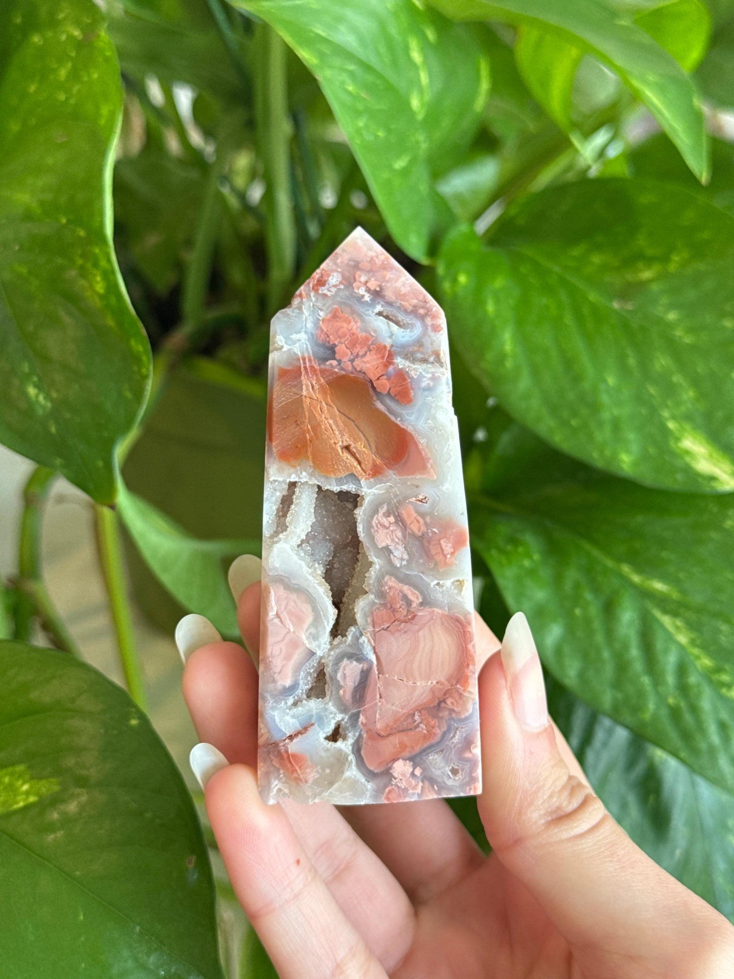Sparkly Druzy Cotton Candy Agate Tower