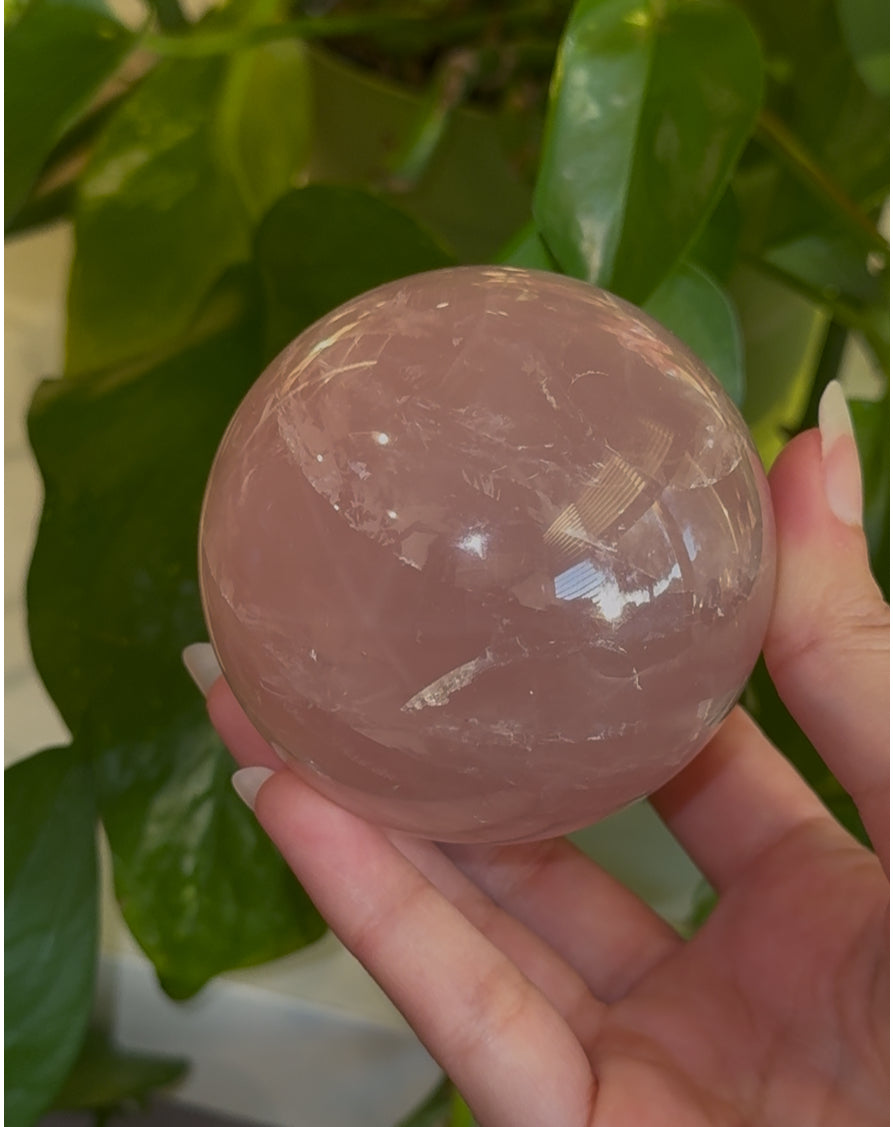 Gemmy Star Flash Rose Quartz Sphere