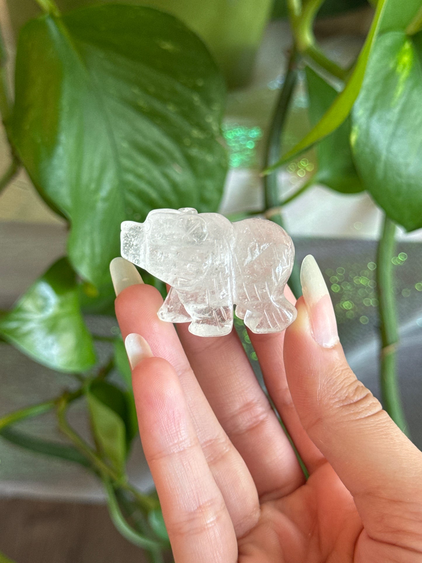 Clear Quartz Bear Carving