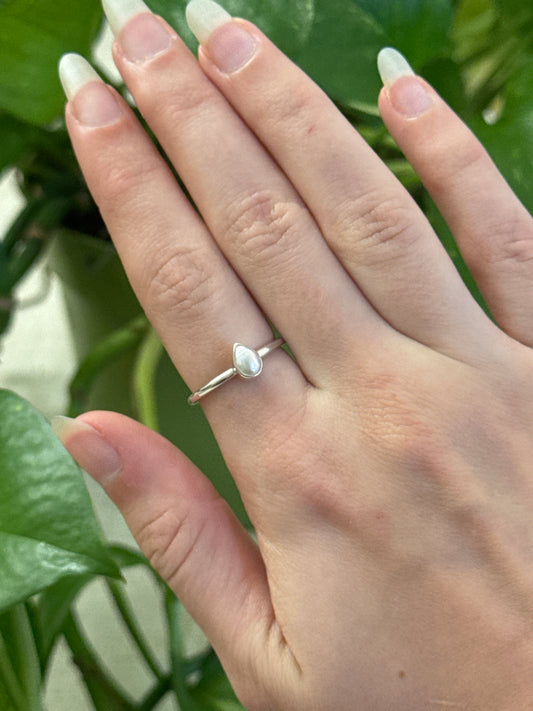 Teardrop Pearl Sized 925 Sterling Silver Ring