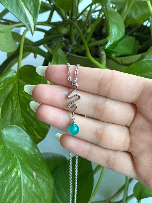 Amazonite Silver Snake Necklace