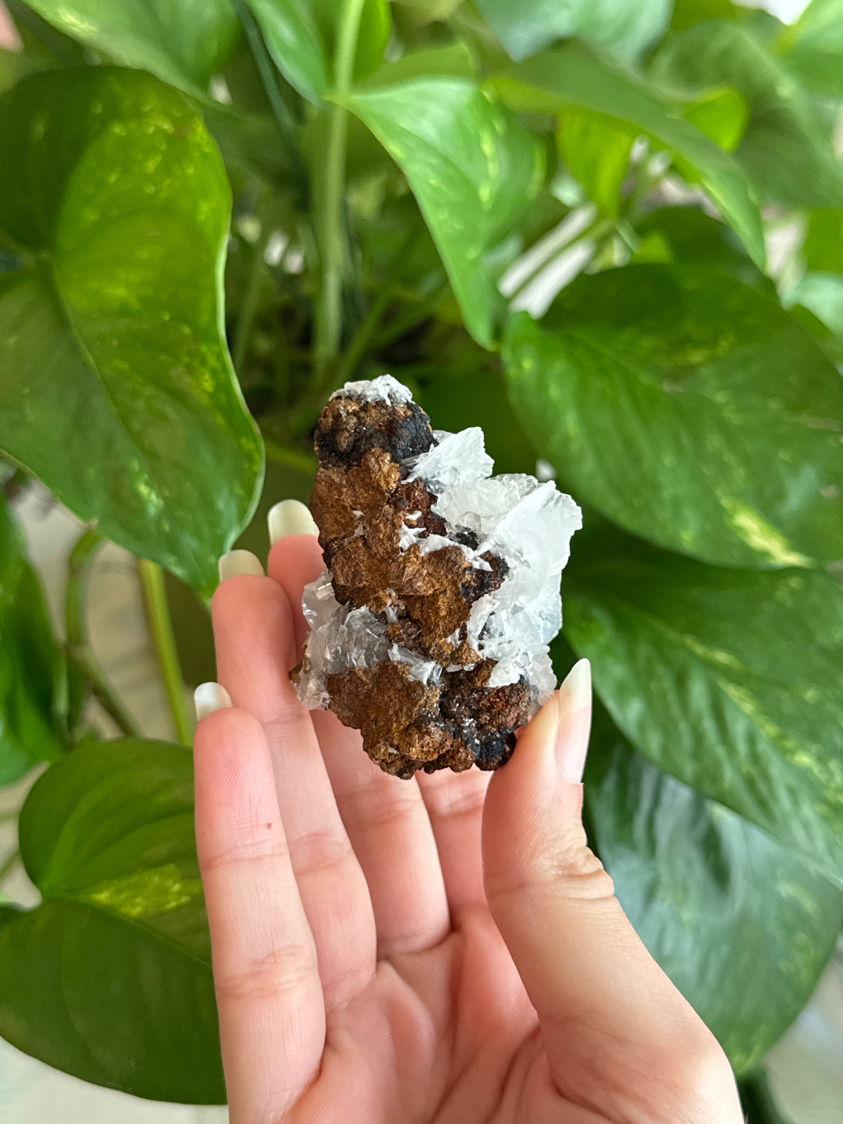 Sparkly Feather Calcite on Hemimorphite Specimen