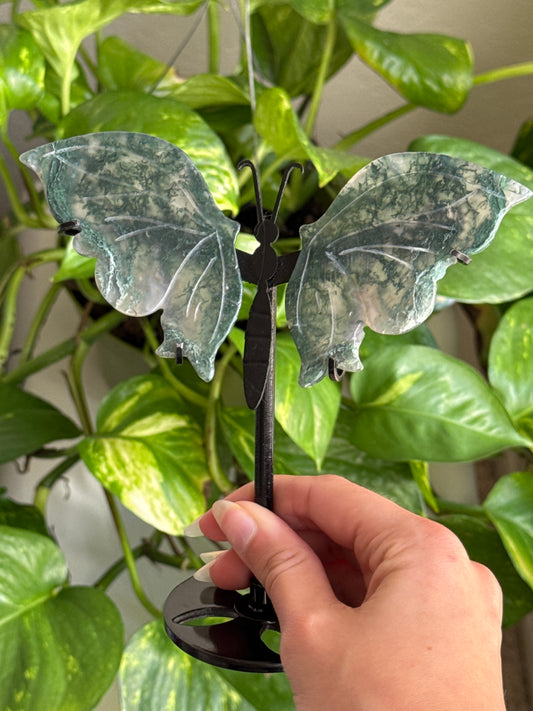 Clear Moss Agate Butterfly