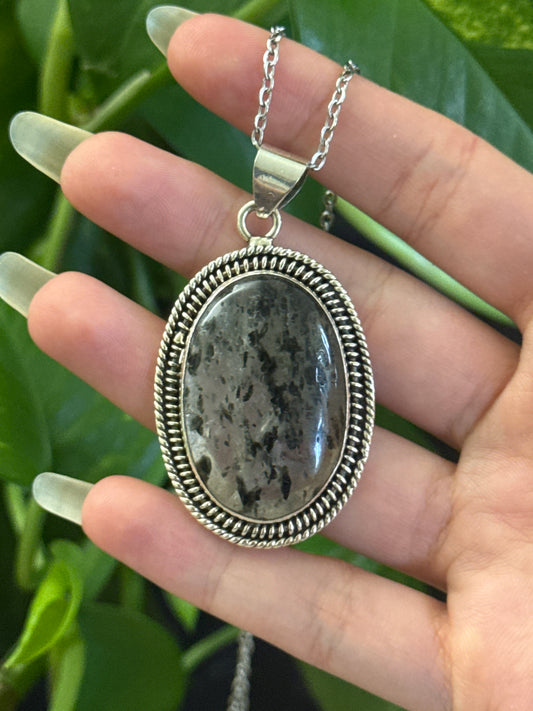 Black Dot Quartz Statement Necklace