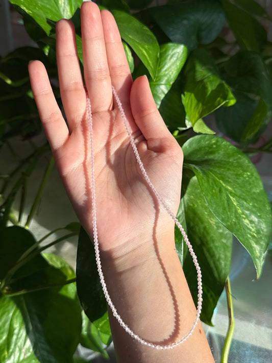Rose Quartz Dainty Faceted Beaded Adjustable Necklace