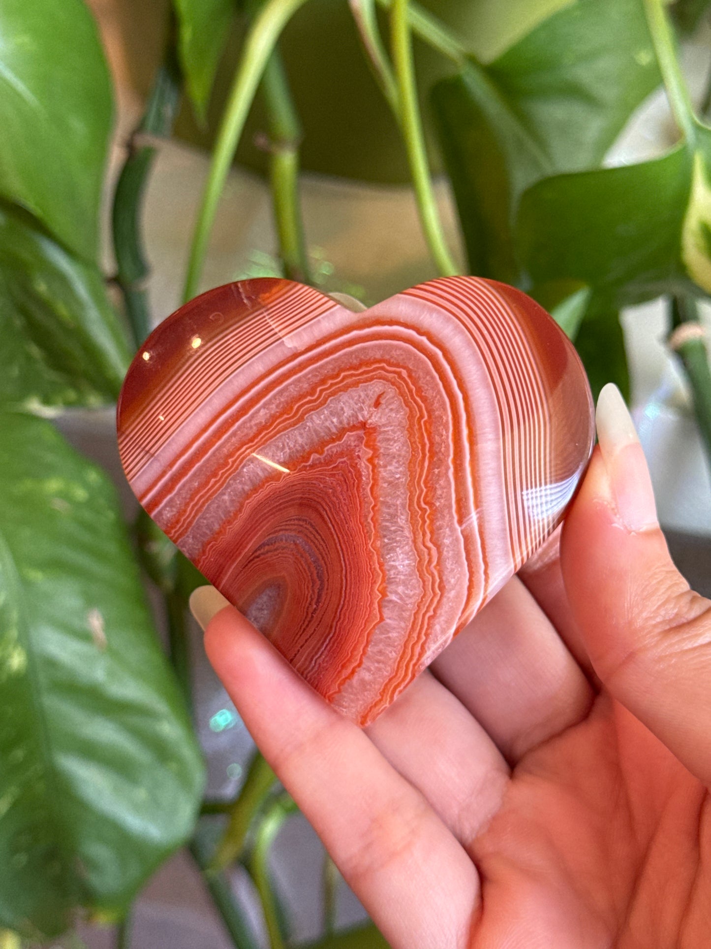 Unique Banded Carnelian Heart B